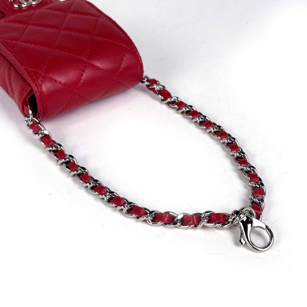 CHANEL Red Leather Logo Pouch - Picture 4 of 9
